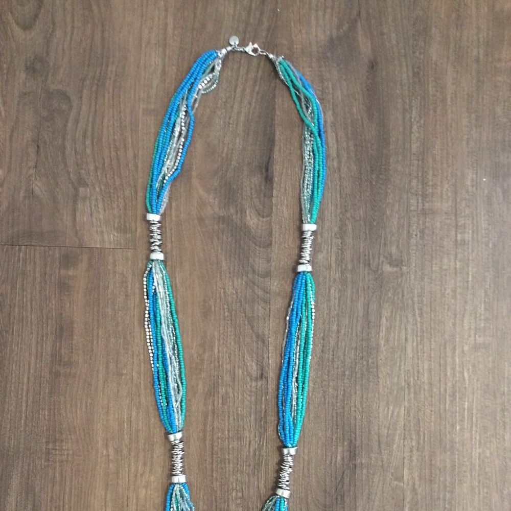 Multi-strand turquoise beaded necklace